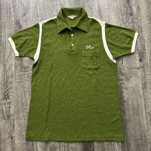 Vintage 60s Bowling Chain Stitch Polo Shirt Hilton Green M